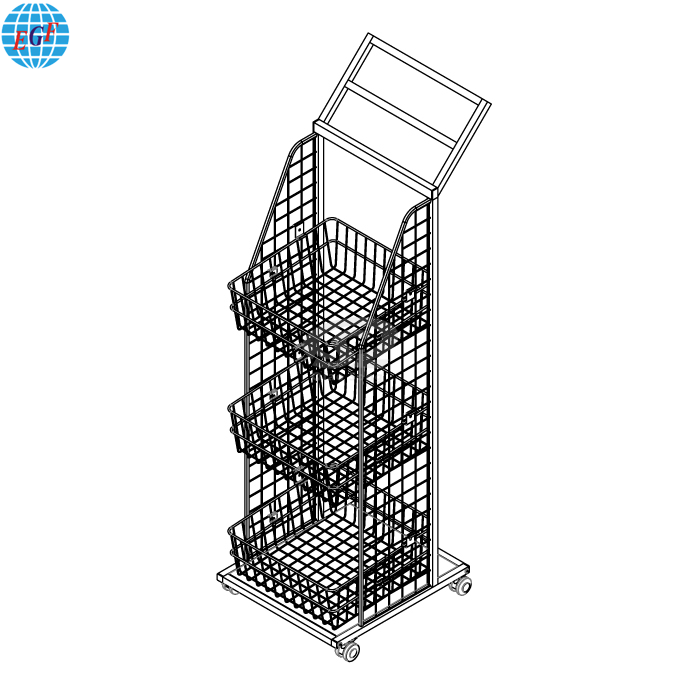 4-Tier Black Matte Powder Coated Steel Wire Storage Basket Rack with Locking Casters - Home & Commercial Use