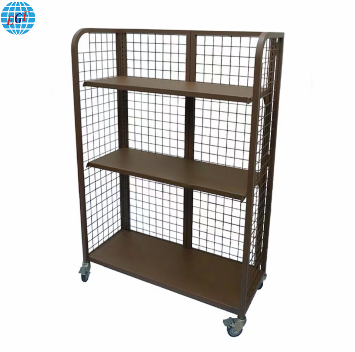 Space-Saving Foldable Gridwall Display Rack with Adjustable Shelves and Castors Storage Solution Powder Coating Portable Design