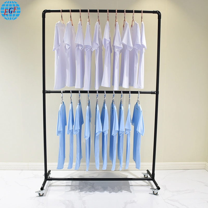 Black Double Tier Clothes Rack with Wheels Custom Colors Available
