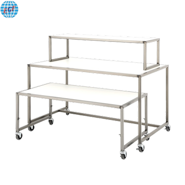 Premium 3-Tier Table Display Set with Glass or Wood Plates - Wheeled Design