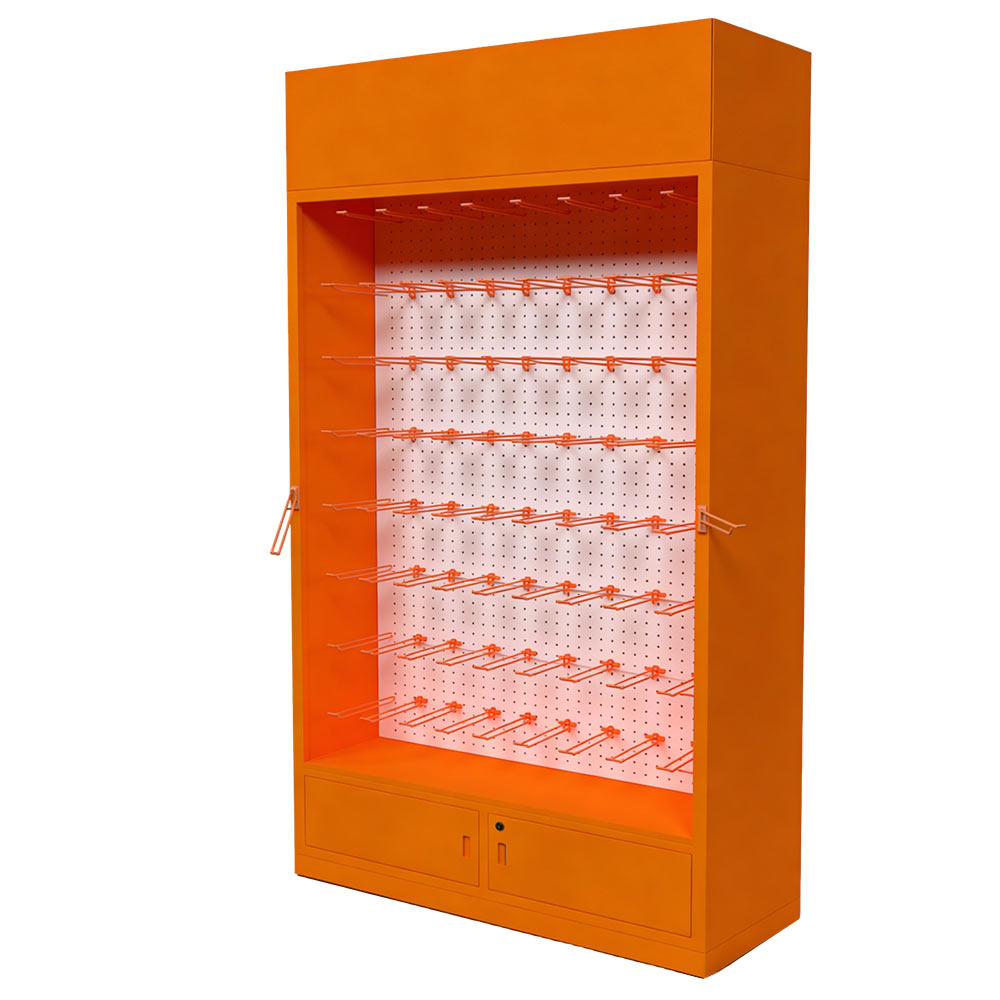 Metal Pegboard Display Rack Commercial Snack Shelf with Drawers Customizable Store Display Rack